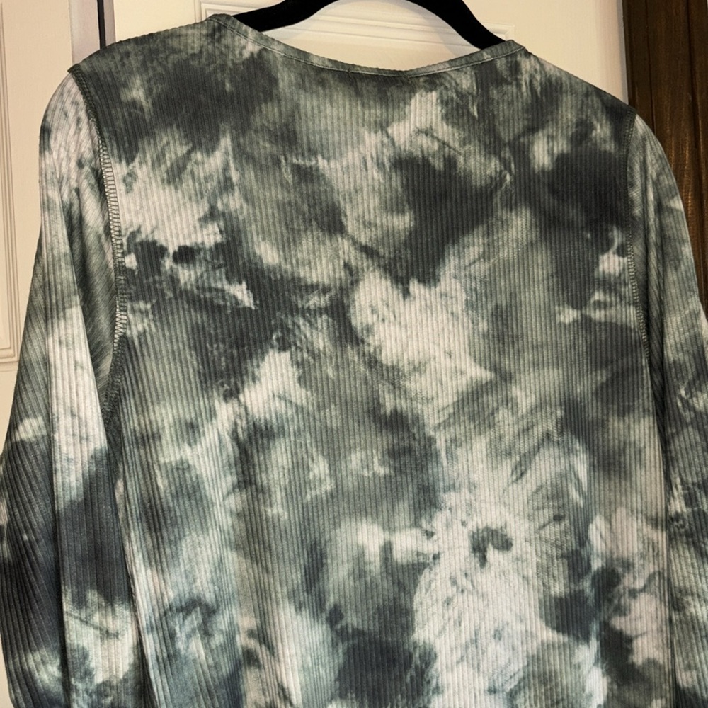 NWT green and white abstract midi dress seam detail size 14 stretchy - Picture 5 of 7